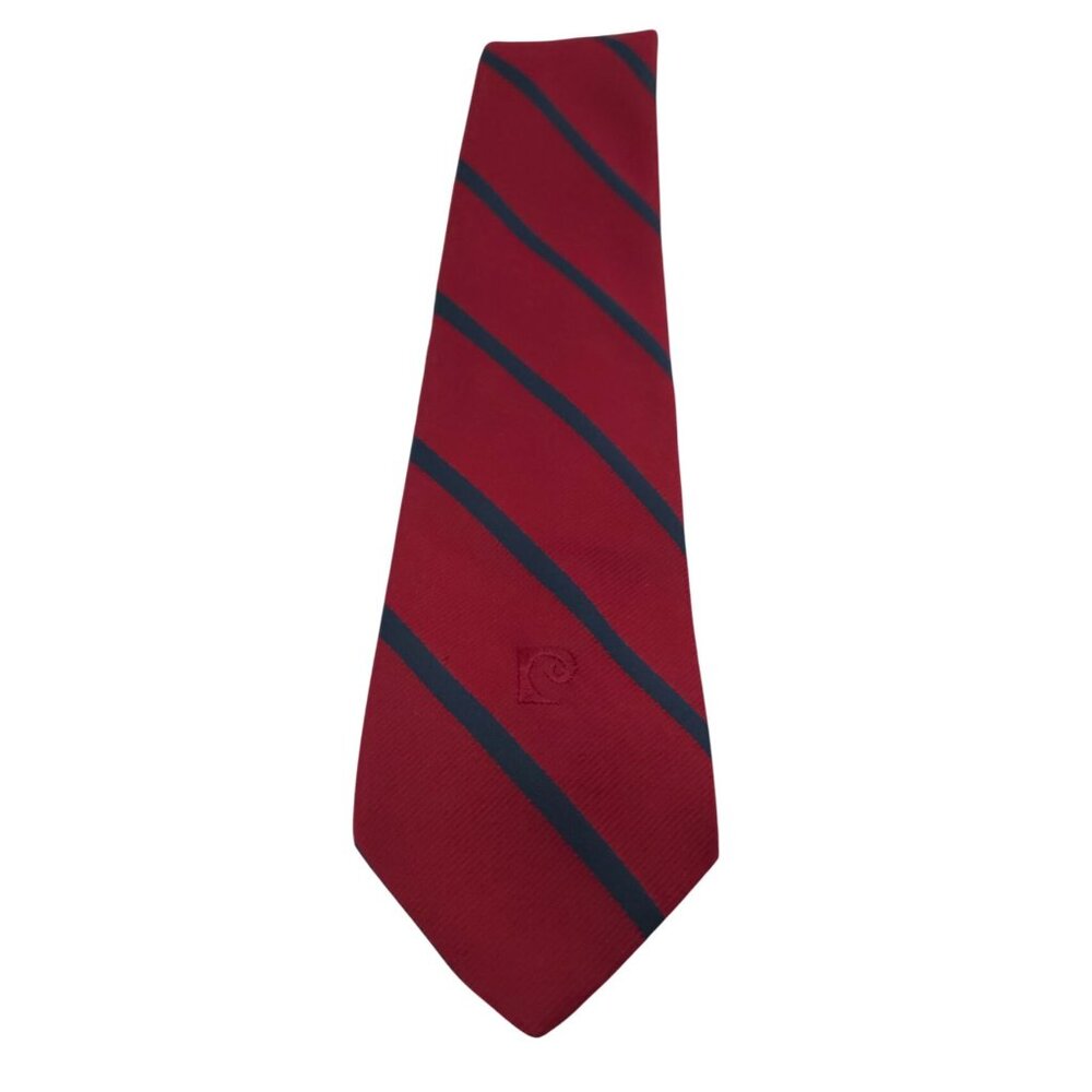 Pierre Cardin Red & Navy Striped Silk Tie Vintage Menswear